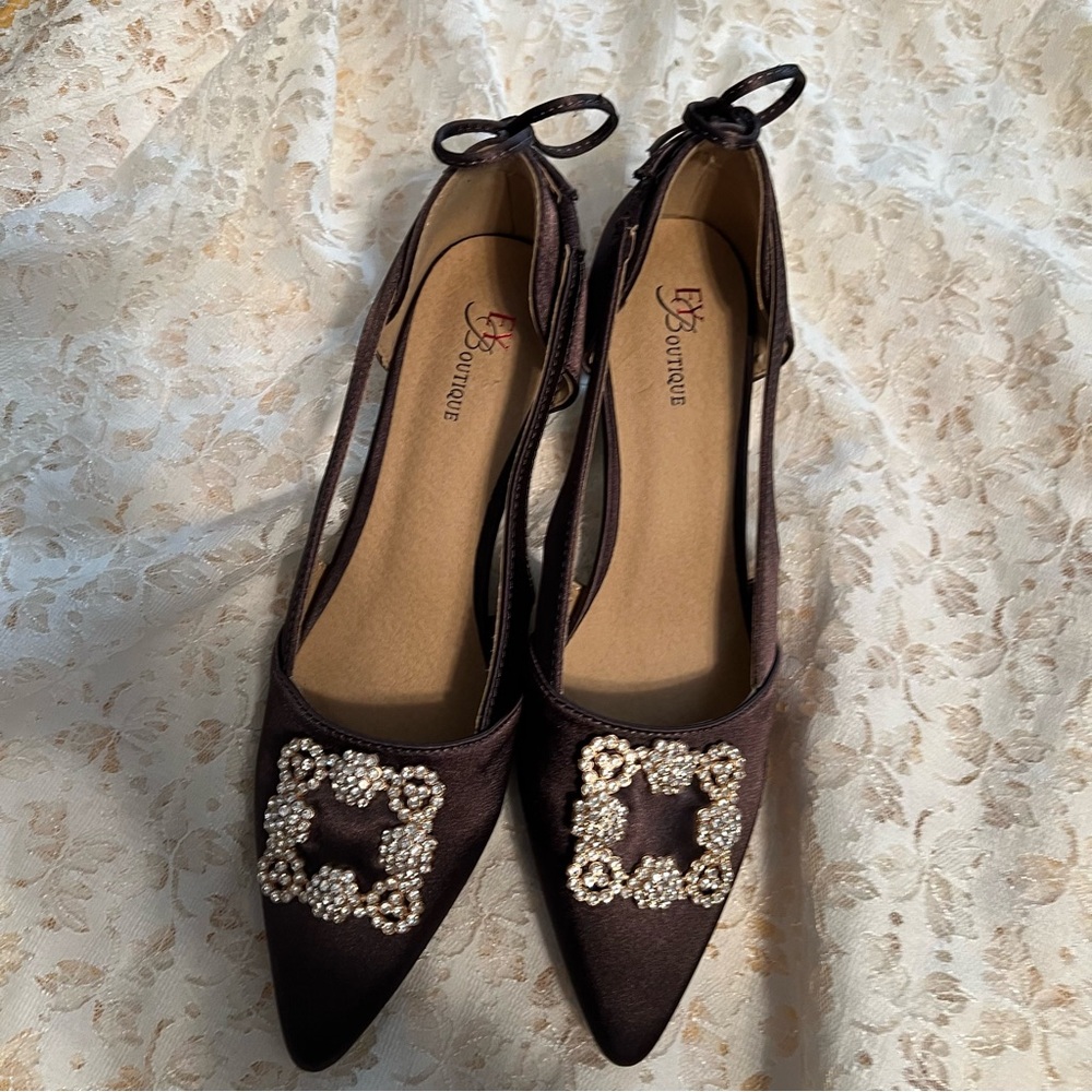 Elegant Brown Heels with Embellished Detail